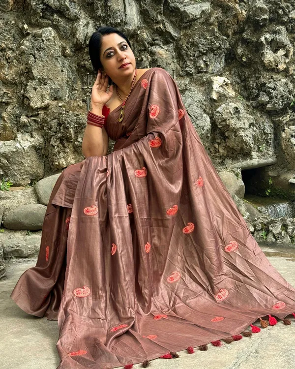 Silkmark_Pure_Tussar_Vibrant_Embroidered_Saree_Brown