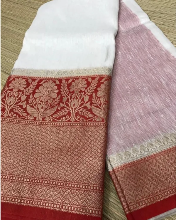 Eclipsing_Banarasi_Silk_Linen_White_Handloom_Saree