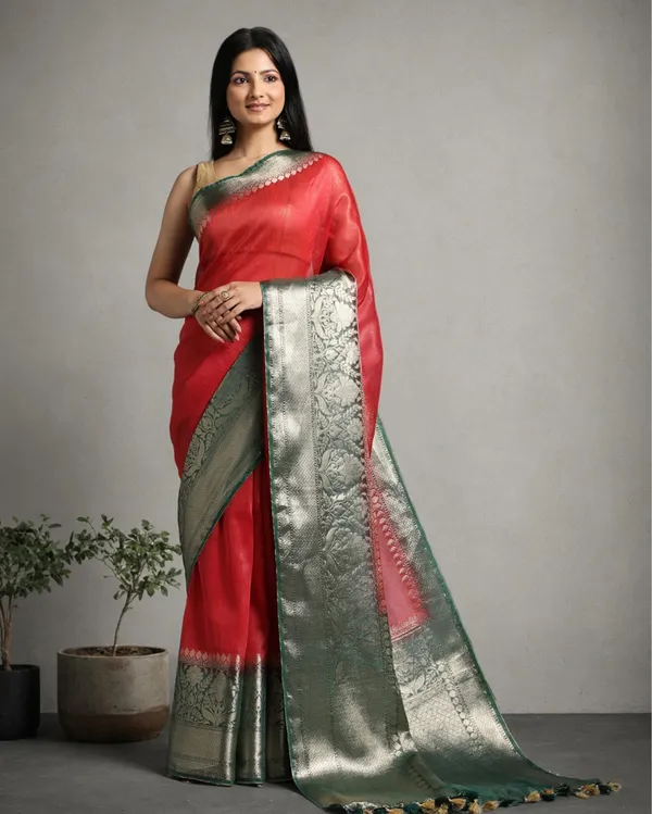 Bright_Banarasi_Silk_Linen_Red_Handloom_Saree