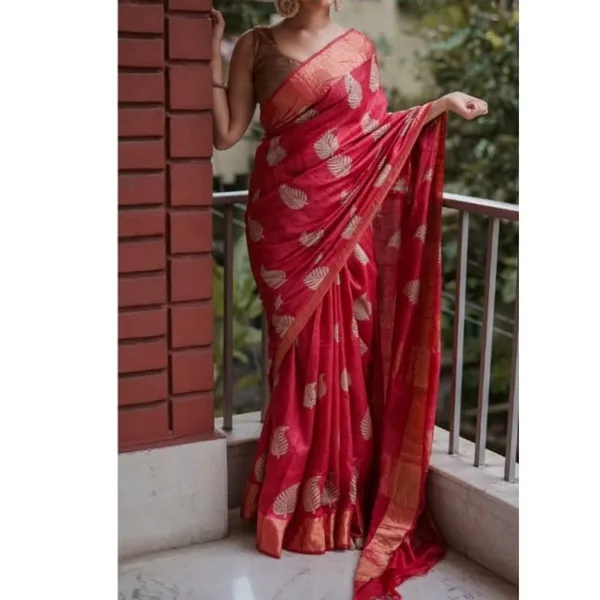 Silkmark_Muga_Tussar_Silk_Embroidered_Red_Saree