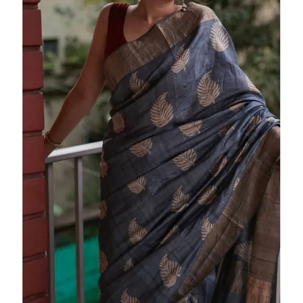 Silkmark_Muga_Tussar_Silk_Embroidered_Gray_Saree