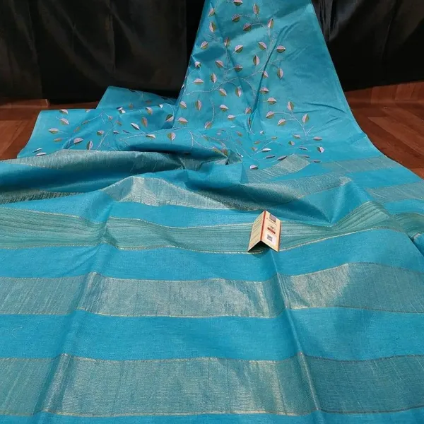Silkmark_Modern_Eri_Tussar_Silk_Embroidered_Blue_Saree