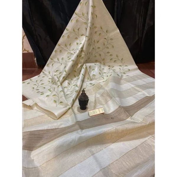 Silkmark_Bright_Eri_Tussar_Silk_Embroidered_Off_White_Saree