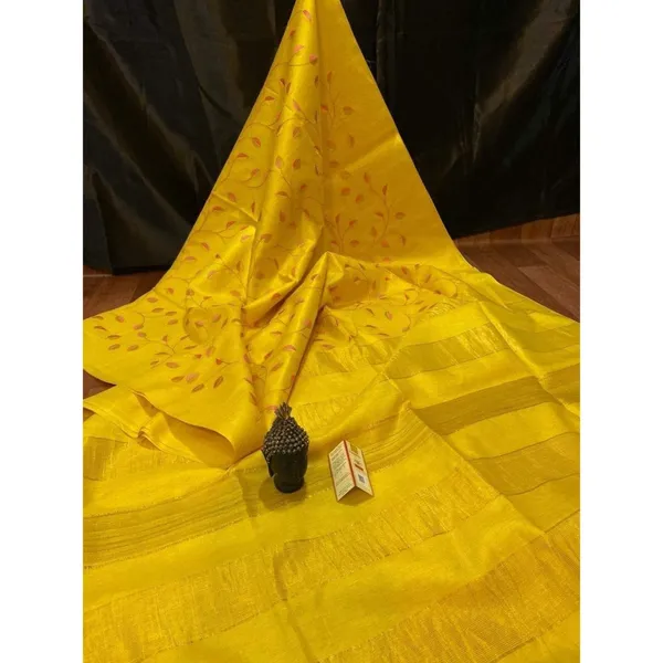 Silkmark_Joyful_Eri_Tussar_Silk_Embroidered_Yellow_Saree