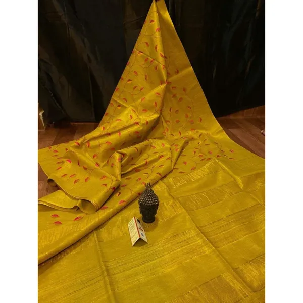 Silkmark_Poetic_Eri_Tussar_Silk_Embroidered_Yellow_Saree