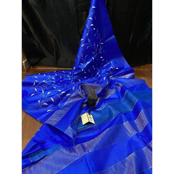 Silkmark_Vibrant_Eri_Tussar_Silk_Embroidered_Blue_Saree