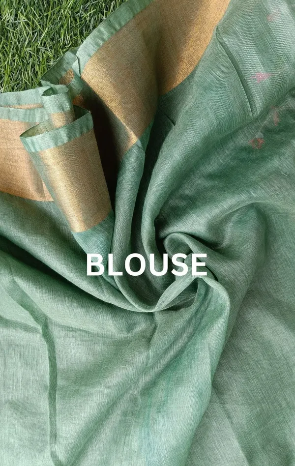 Incandescent_Silk_Linen_Embroidered_Green_Saree