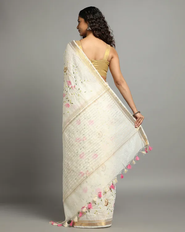 Luminous_Silk_Linen_Embroidered_Off_White_Saree