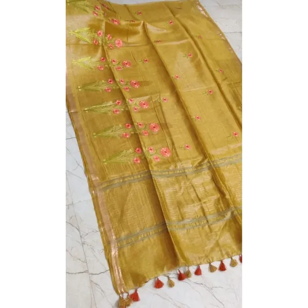 Timeless_Silk_Linen_Embroidered_Mustard_Saree