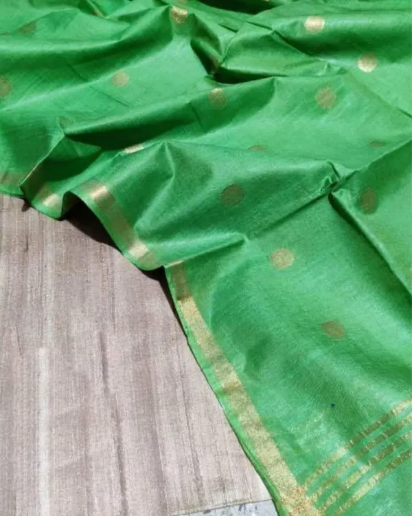 Silkmark_Tussar_Beige_Top_Katan_Silk_Green_Dupatta