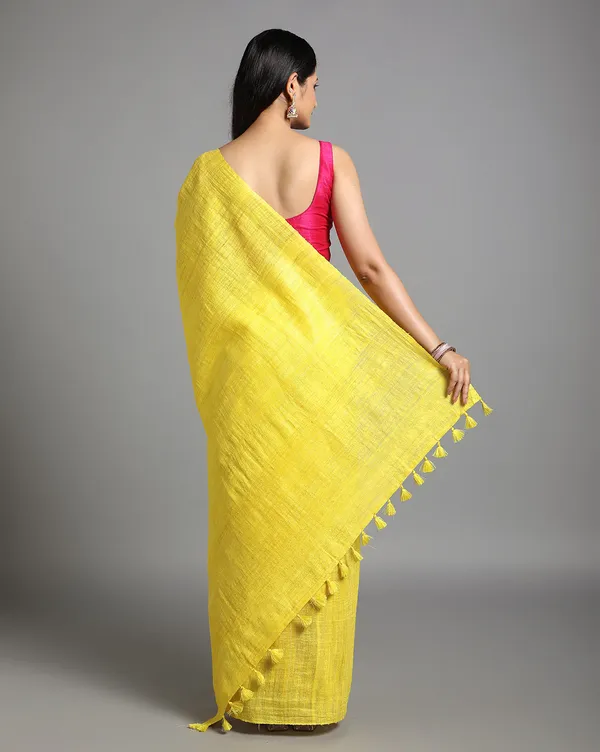 Silkmark_Ghicha_Tussar_Radiating_Yellow_Saree