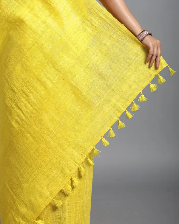 Silkmark_Ghicha_Tussar_Radiating_Yellow_Saree
