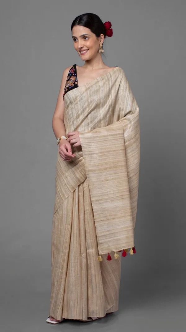 Silkmark_Ghicha_Tussar_Thoughtful_Beige_Saree