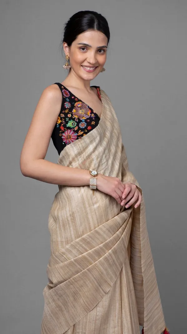 Silkmark_Ghicha_Tussar_Thoughtful_Beige_Saree
