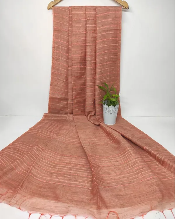 Elegant_Bansbara_Tussar_Silk_Handloom_Orange_Brown_Saree