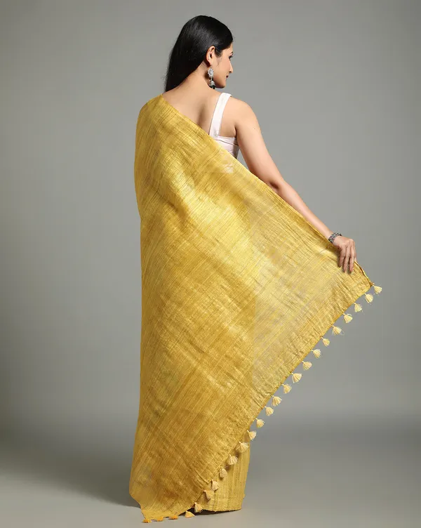Silkmark_Ghicha_Tussar_Captivating_Mustard_Saree
