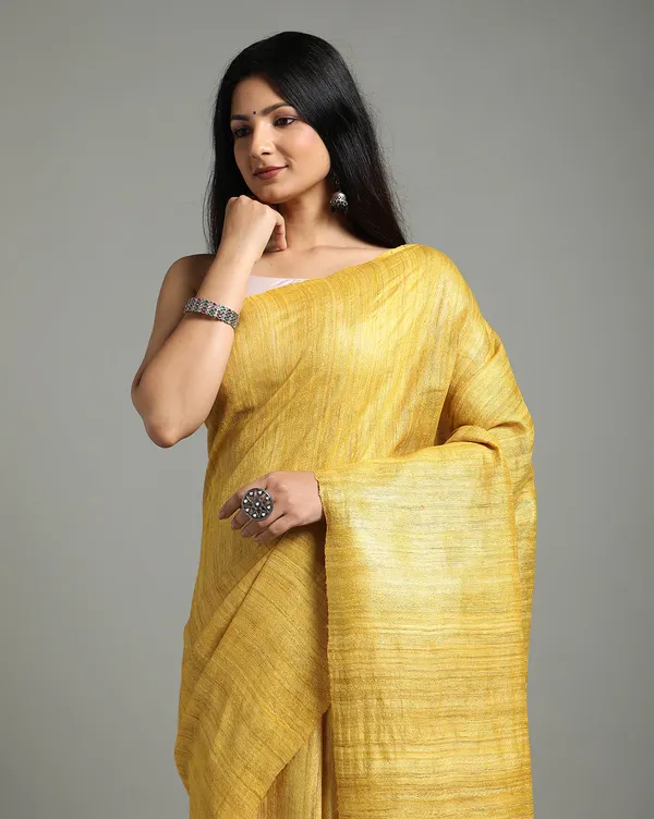 Silkmark_Ghicha_Tussar_Captivating_Mustard_Saree