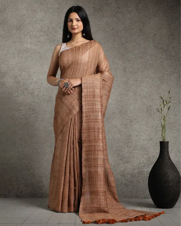Silkmark_Ghicha_Tussar_Mysterious_Brown_Saree