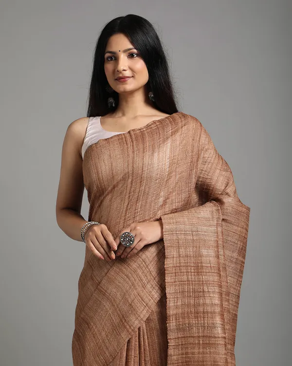 Silkmark_Ghicha_Tussar_Mysterious_Brown_Saree