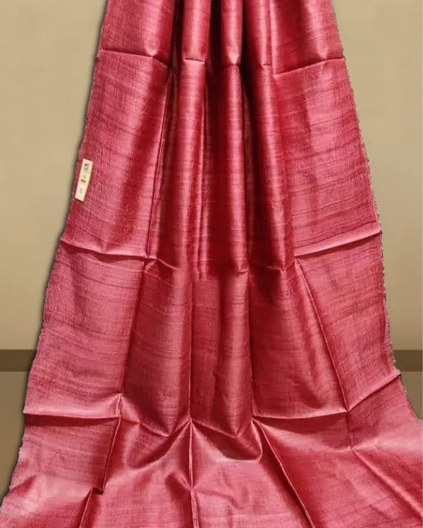 Silkmark_Ghicha_Tussar_Exquisite_Red_Saree