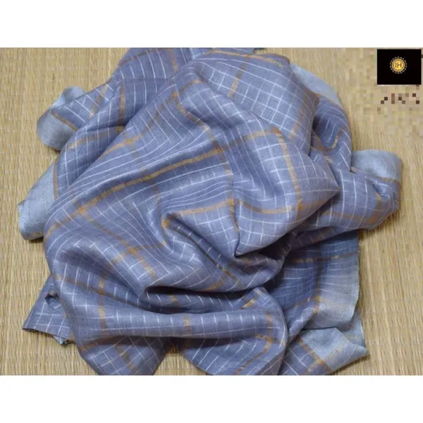 Pure_Linen_Check_Design_Handloom_Lavender_Saree