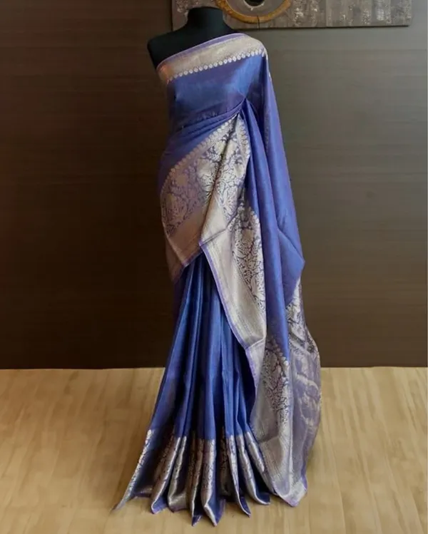 Sophisticated_Banarasi_Silk_Linen_Handloom_Blue_Saree