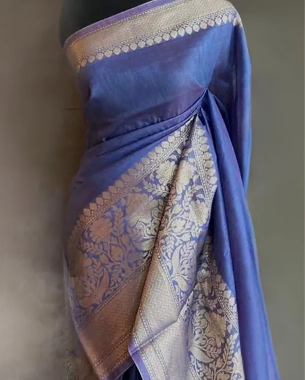 Sophisticated_Banarasi_Silk_Linen_Handloom_Blue_Saree