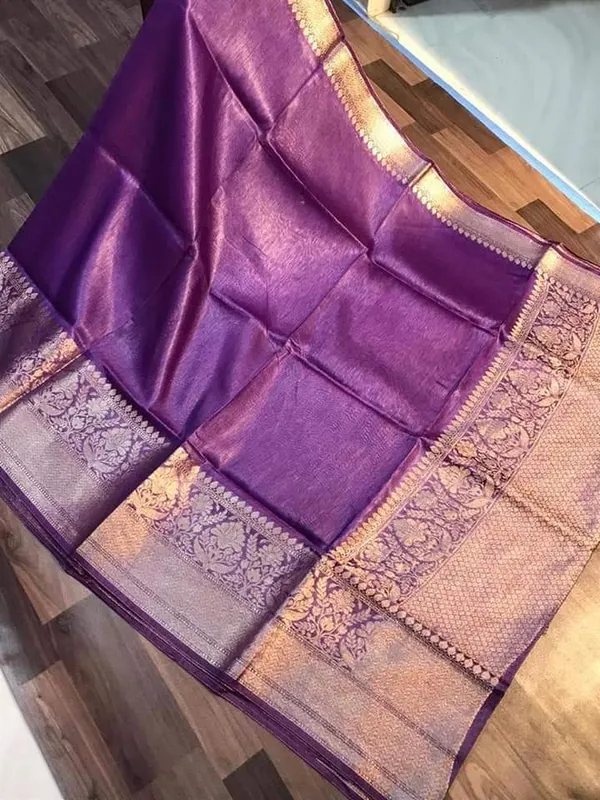 Glossy_Banarasi_Silk_Linen_Handloom_Purple_Saree