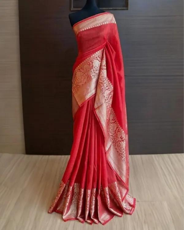 Harmonious_Banarasi_Silk_Linen_Handloom_Red_Saree