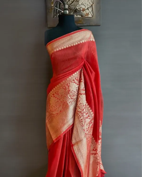Harmonious_Banarasi_Silk_Linen_Handloom_Red_Saree