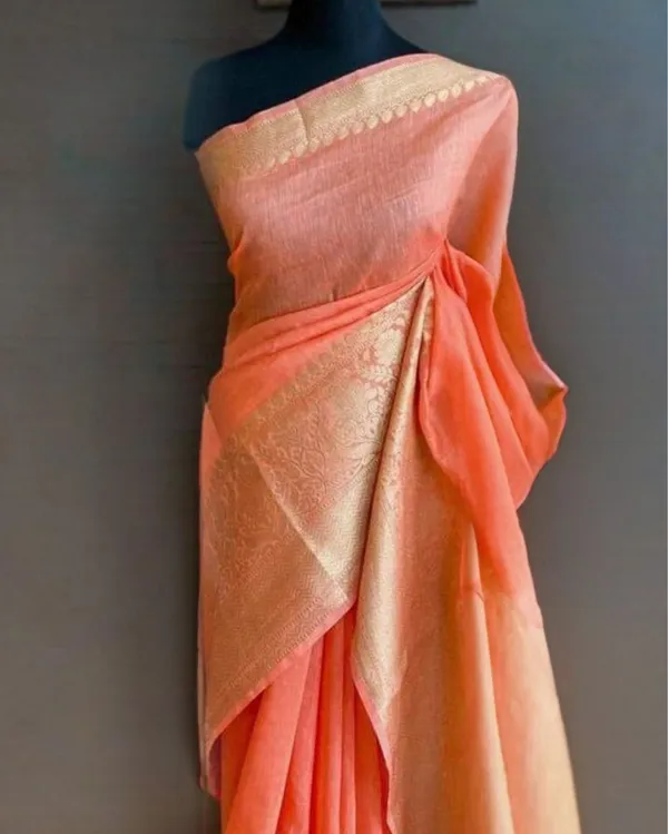 Hypnotic_Banarasi_Silk_Linen_Handloom_Orange_Saree