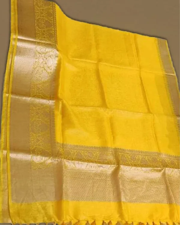 Exquisite_Banarasi_Silk_Linen_Handloom_Yellow_Saree