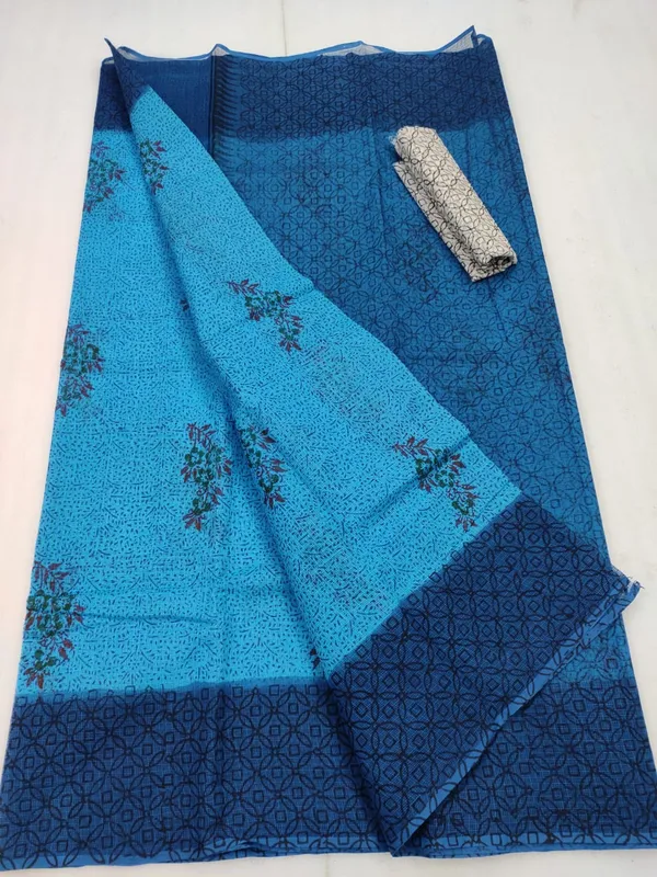 Vibrant_Kota_Doria_Blockprinted_Blue_Saree