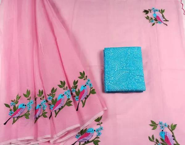Bold_Kota_Doria_Cotton_Bird_Embroidery_Pink_Saree_Handdyed