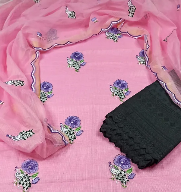 Embroidered_Vivid_Kota_Doria_Pink_Suit_(Top+Bottom+Dupatta)