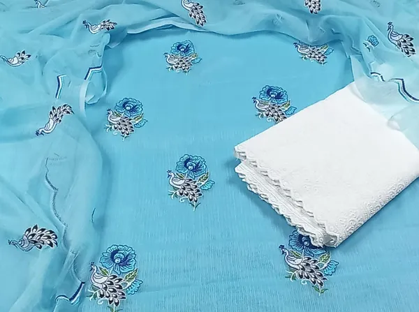 Embroidered_Serene_Kota_Doria_Blue_Suit_(Top+Bottom+Dupatta)