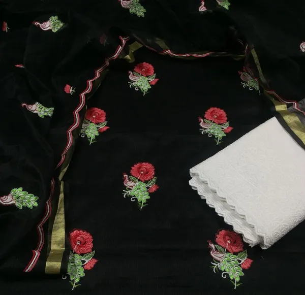 Embroidered_Bright_Kota_Doria_Black_Suit_(Top+Bottom+Dupatta)