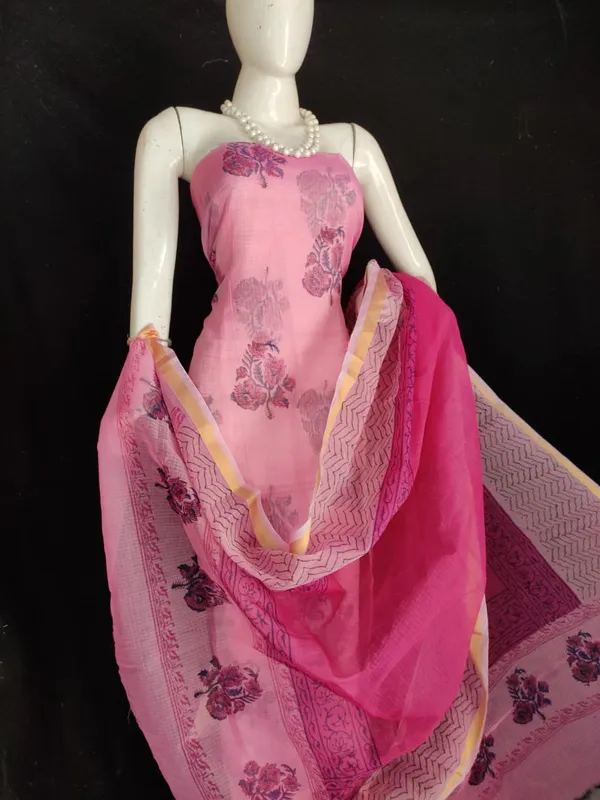 Poised_Kota_Doria_Pink_Blockprinted_Suit_(Top+Dupatta+Bottom)