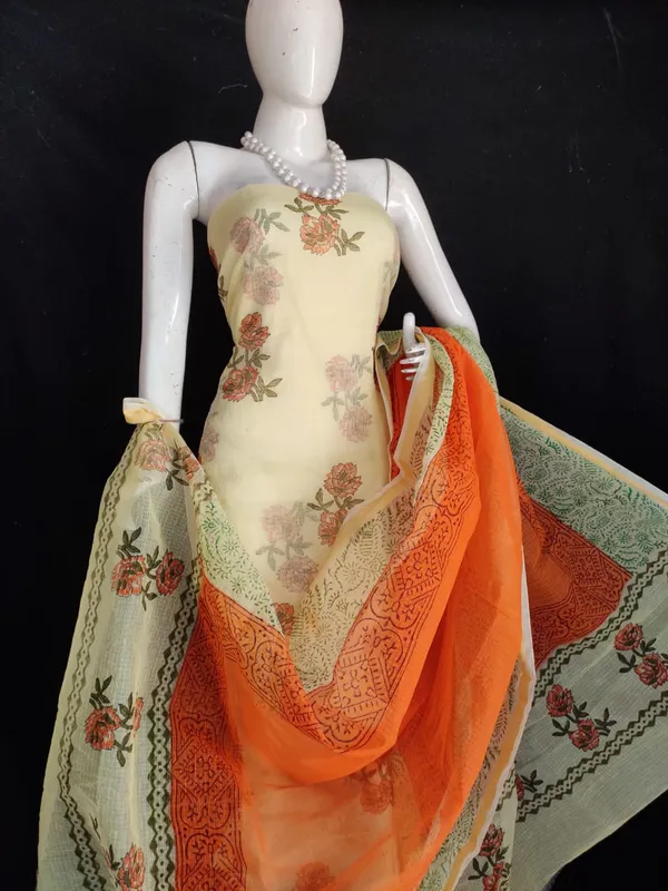 Lively_Kota_Doria_Orange_Blockprinted_Suit_(Top+Dupatta+Bottom)