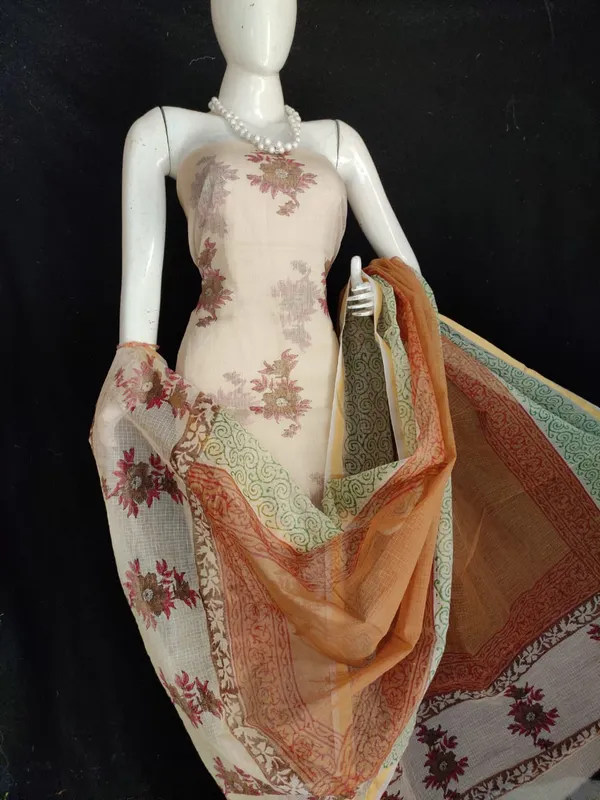 Surreal_Kota_Doria_Brown_Blockprinted_Suit_(Top+Dupatta+Bottom)