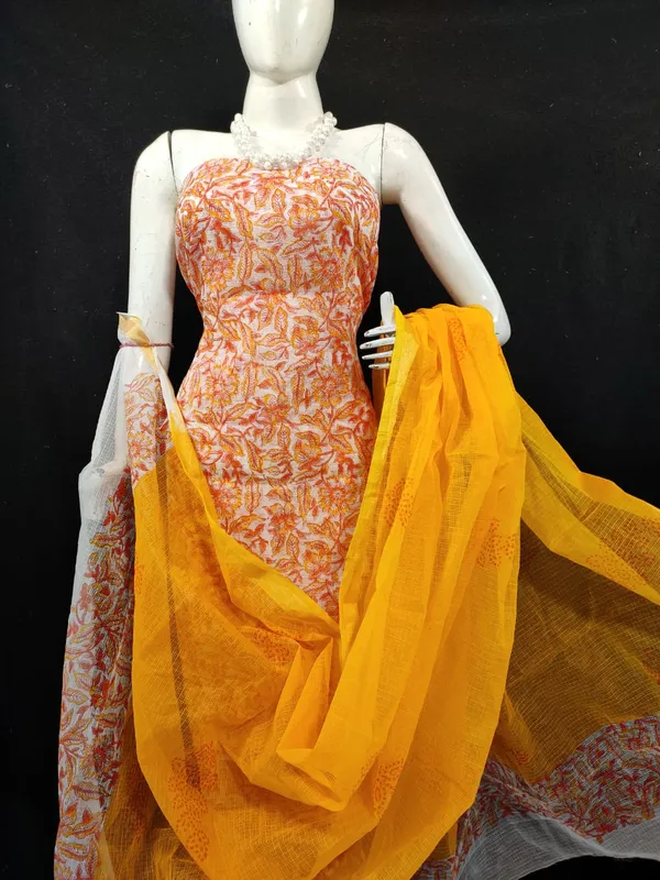 Poetic_Kota_Doria_Orange_Blockprinted_Suit_(Top+Dupatta+Bottom)