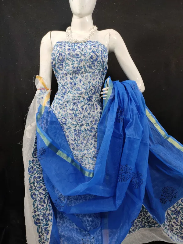 Glowing_Kota_Doria_Blue_Blockprinted_Suit_(Top+Dupatta+Bottom)