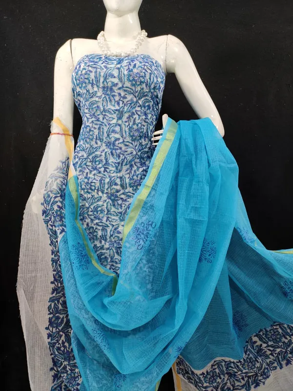 Creative_Kota_Doria_Blue_Blockprinted_Suit_(Top+Dupatta+Bottom)