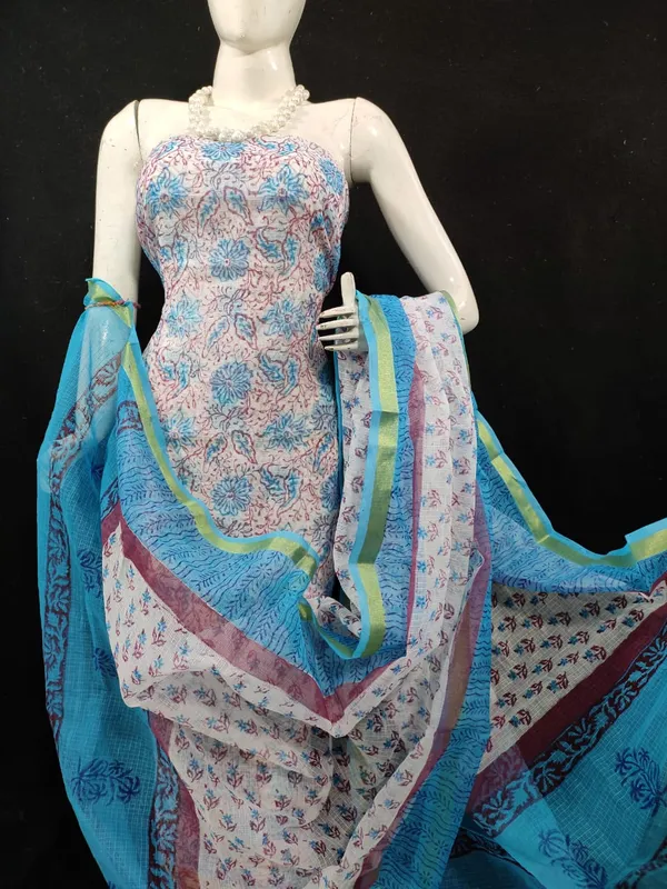 Elegant_Kota_Doria_Blue_Blockprinted_Suit_(Top+Dupatta+Bottom)