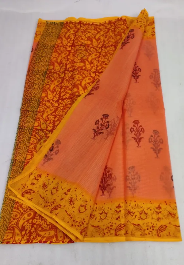 Vibrant_Kota_Doria_Blockprinted_Orange_&_Yellow_Saree