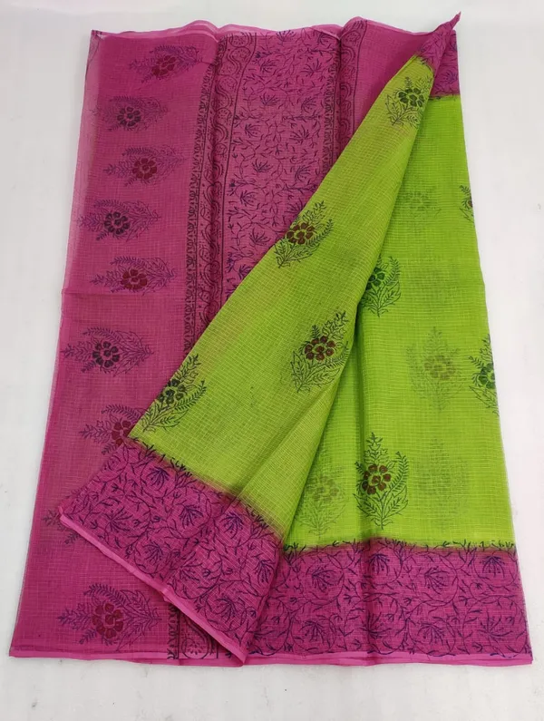 Vibrant_Kota_Doria_Blockprinted_Green_&_Pink_Saree