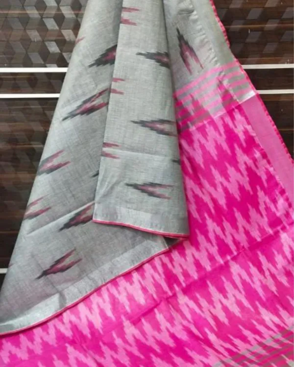 Soft_Ikkat_Slub_Linen_Handloom_Gray_Saree