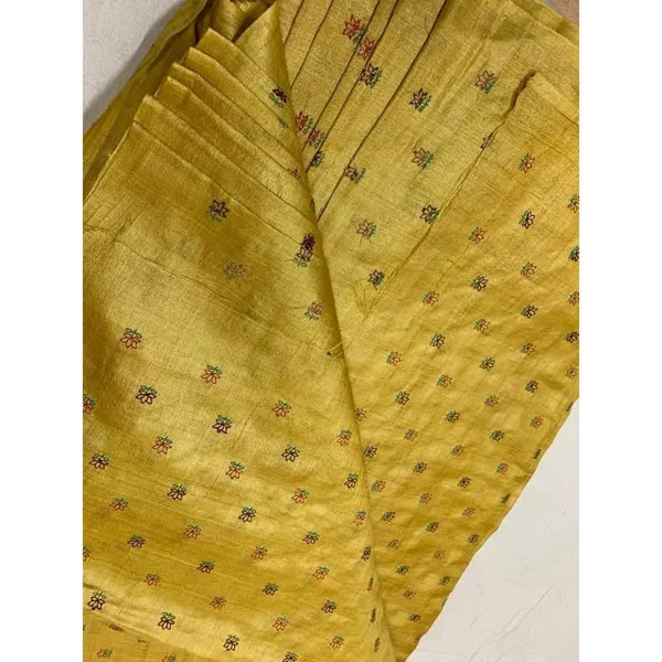 Silkmark_Pure_Tussar_Kinetic_Embroidered_Yellow_Saree