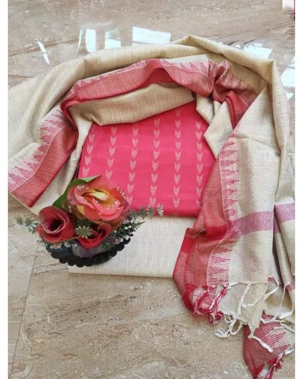 Alluring_Khadi_Cotton_Handcrafted_Red_Suit