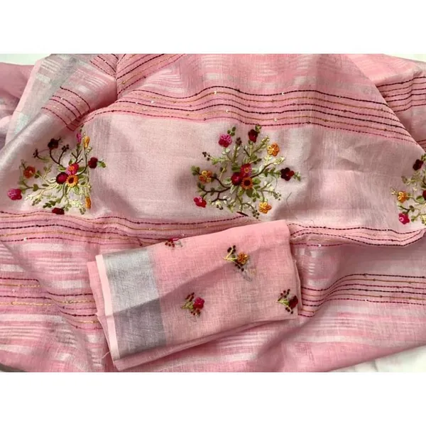 Effulgent_Pure_Linen_Floral_Embroidered_Pink_Saree